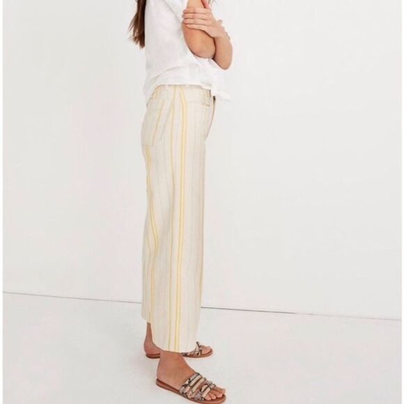 Madewell Pant Emmett Tall Wide Leg Crop Stripe NWT - Picture 4 of 10
